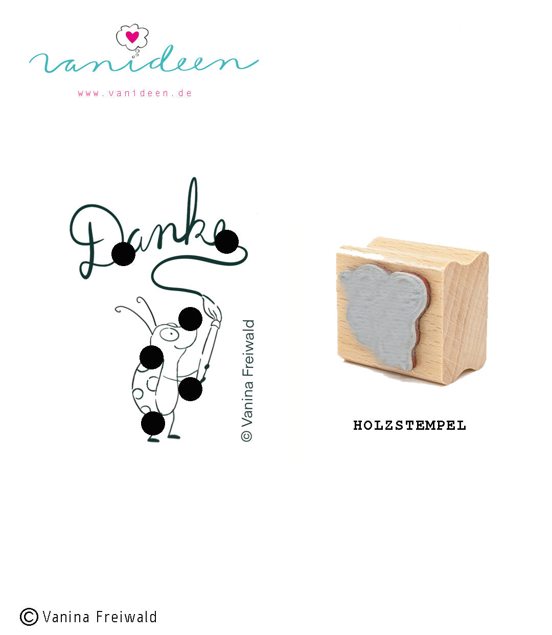 Holz-Stempel "Pünktchen sagt Danke"