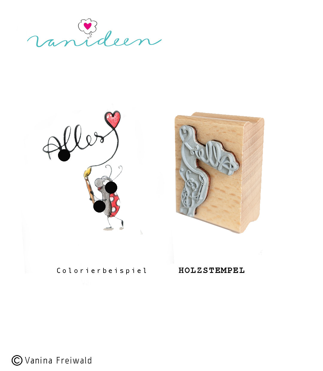 Holz-Stempel "Pünktchen mit Pinsel"