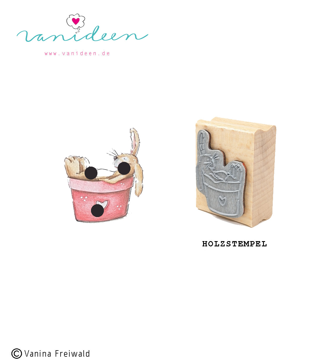 Holz-Stempel "Hase im Blumentopf"