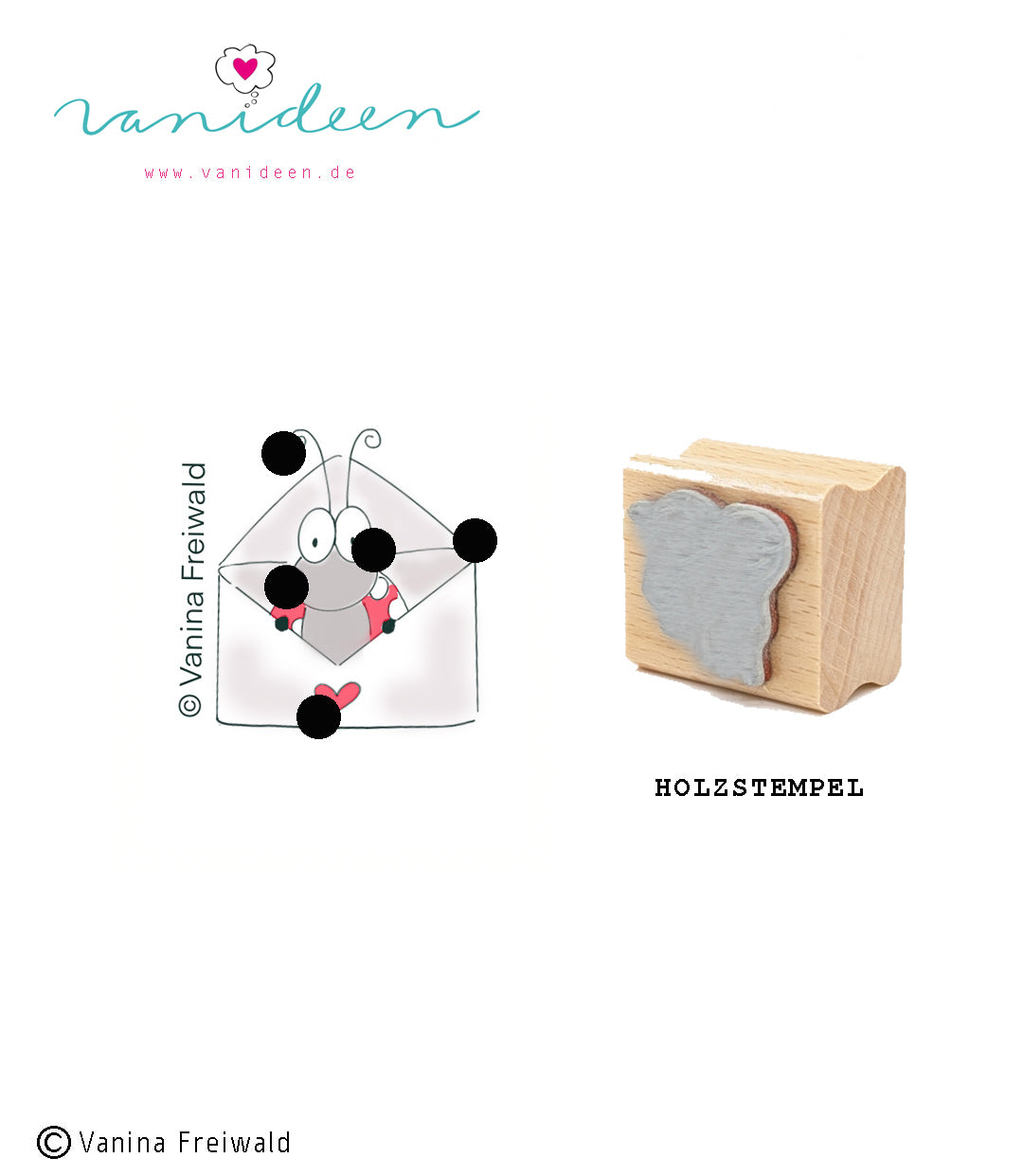 Holz-Stempel "Pünktchen im Briefumschlag"