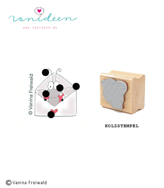 Holz-Stempel "Pünktchen im Briefumschlag"